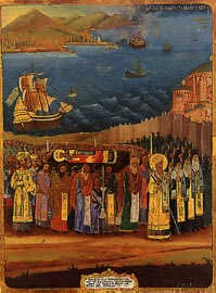 ic&ocirc;ne de la translation des reliques de StJean Chrysostome &agrave; Constantinople